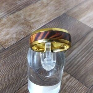 New, 8 mm Band Gold Stainless Steel/Brown Mix Available in Sizes 11, 12, and 13